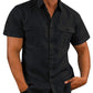 Men's Button Short Sleeve Shirt Summer Casual Double Pocket Wide Collar Beach Shirt Summer