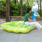 A Peacock Floats An Inflatable Toy On The Water