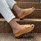 Platform Slippers Summer Hollow Velcro Design Sandals Women Shoes