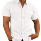 Men's Button Short Sleeve Shirt Summer Casual Double Pocket Wide Collar Beach Shirt Summer