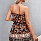 Women's Bohemian Floral Print Strapless Dress Summer Beach Dress