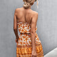 Women's Bohemian Floral Print Strapless Dress Summer Beach Dress