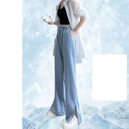 Thin Loose Straight High Waist Wide Leg Pants