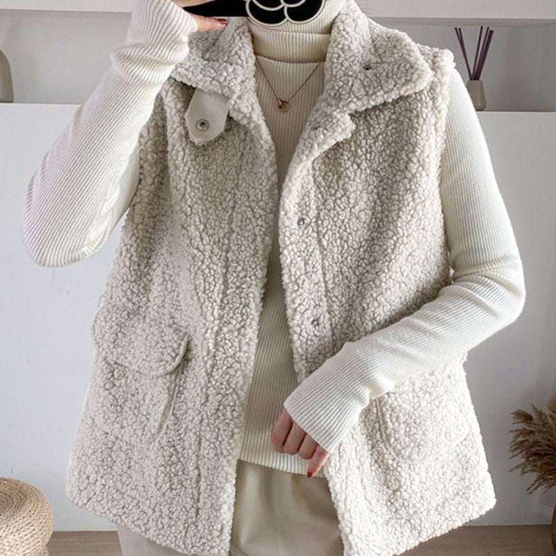 Women's Lamb Plush All-match Slim Waistcoat Vest Jacket