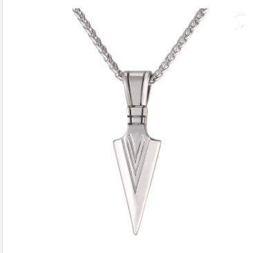 men stainless steel spear necklace with chain