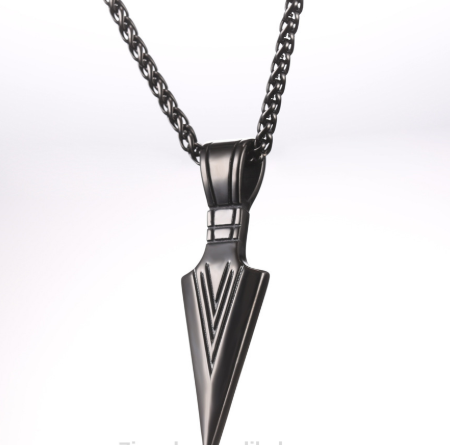 men stainless steel spear necklace with chain