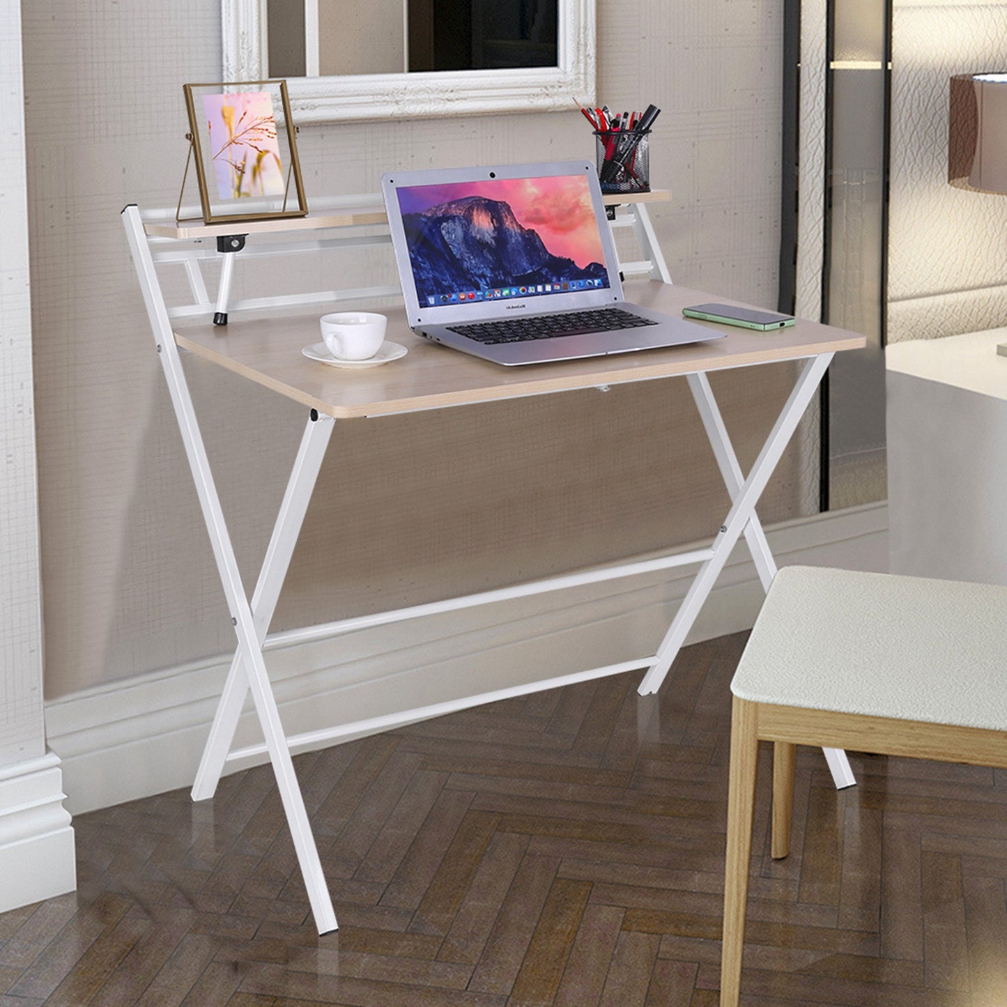 Folding Study Desk For Small Space Home Office Desk  Laptop Writing Table