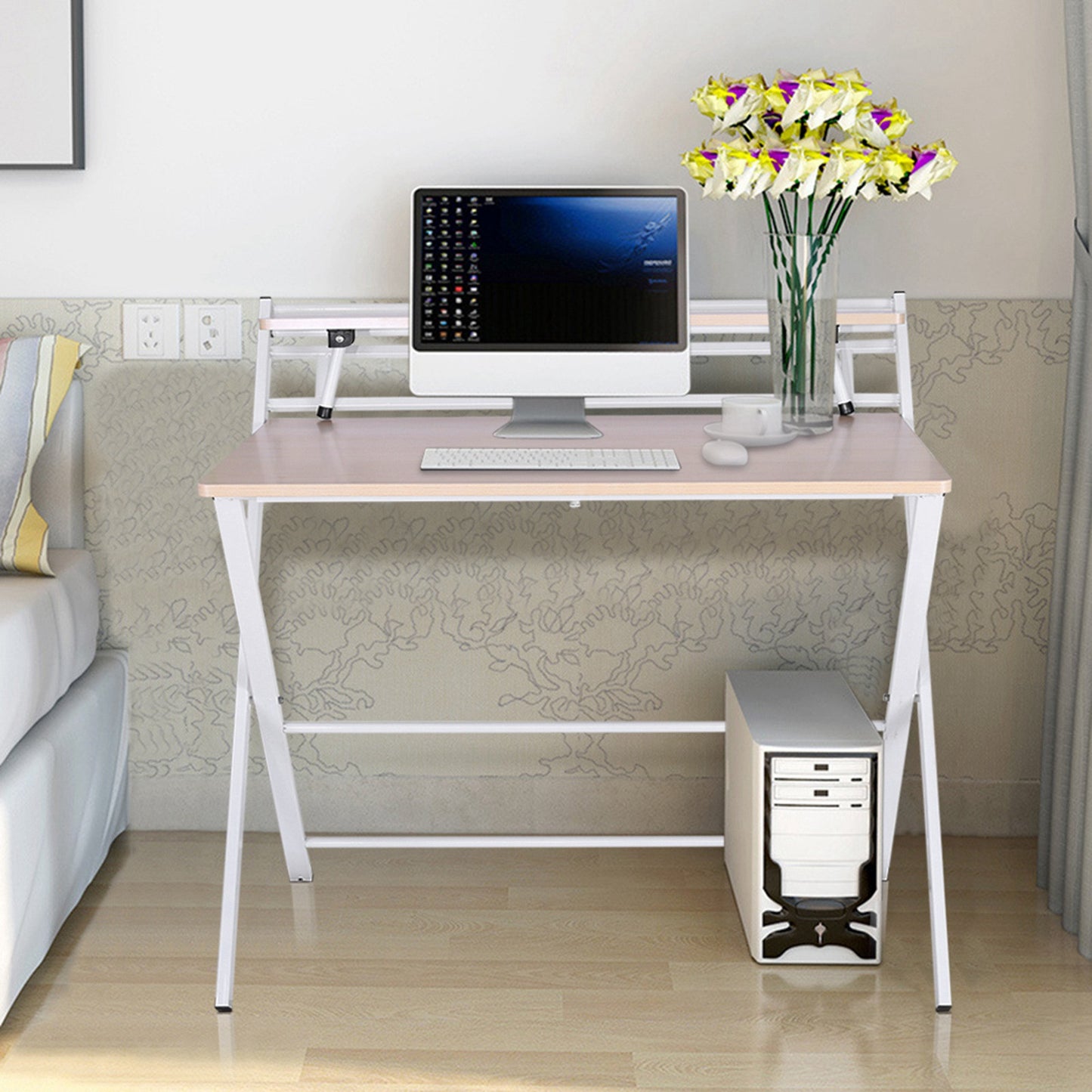 Folding Study Desk For Small Space Home Office Desk  Laptop Writing Table