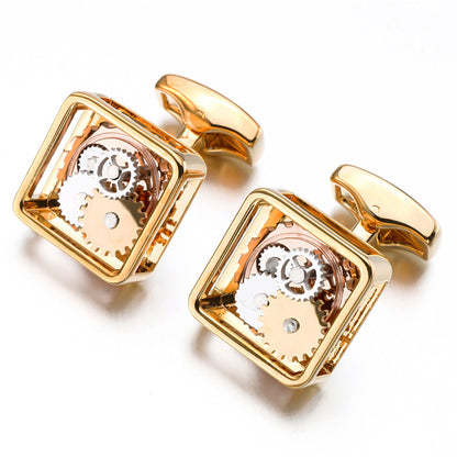 Square Gear Cufflinks Men's Movement Buttons