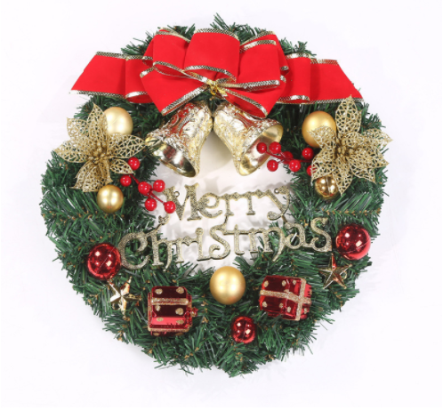 Christmas Decoration Double Bell Rattan Wreath Hanging