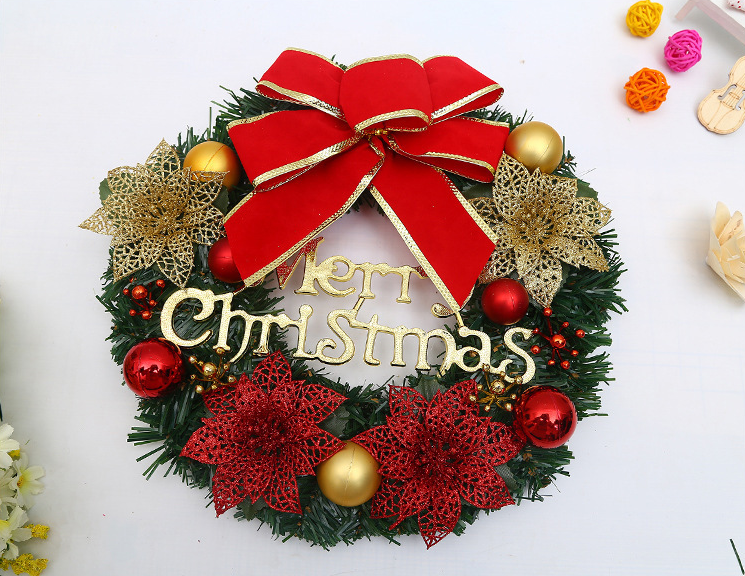 Christmas Decoration Double Bell Rattan Wreath Hanging