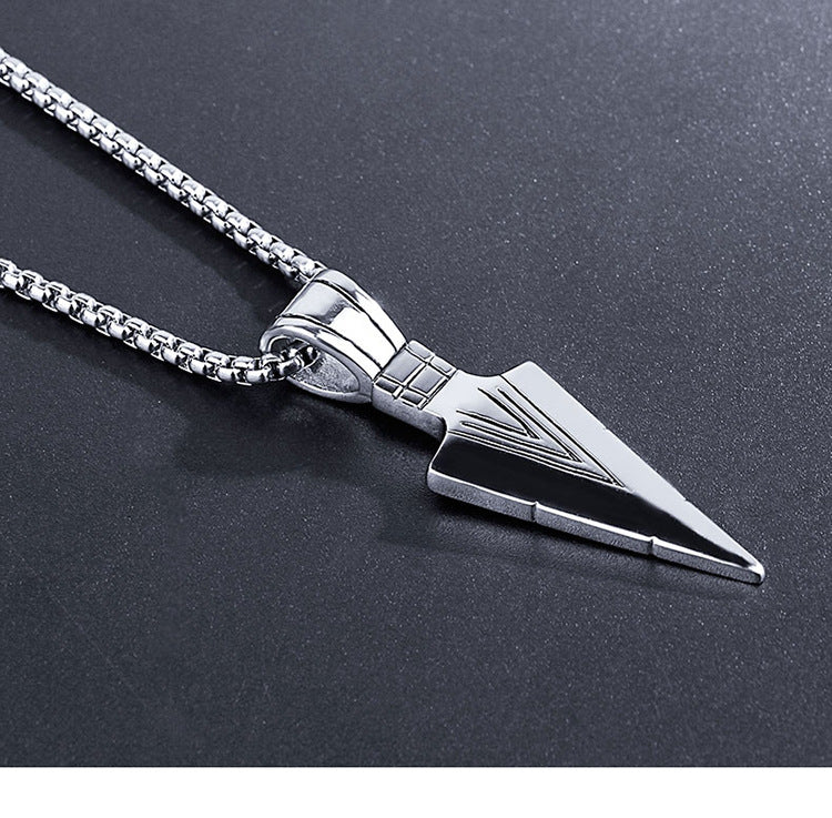 men stainless steel spear necklace with chain