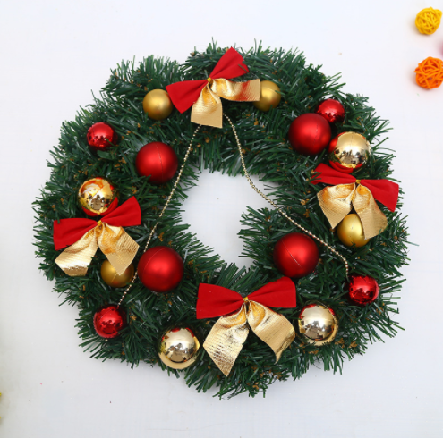 Christmas Decoration Double Bell Rattan Wreath Hanging