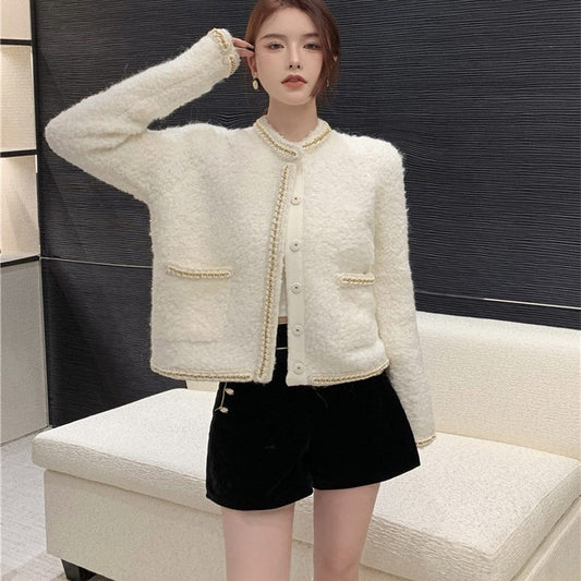 Women's Casual Fashion Temperament Tweed Jacket