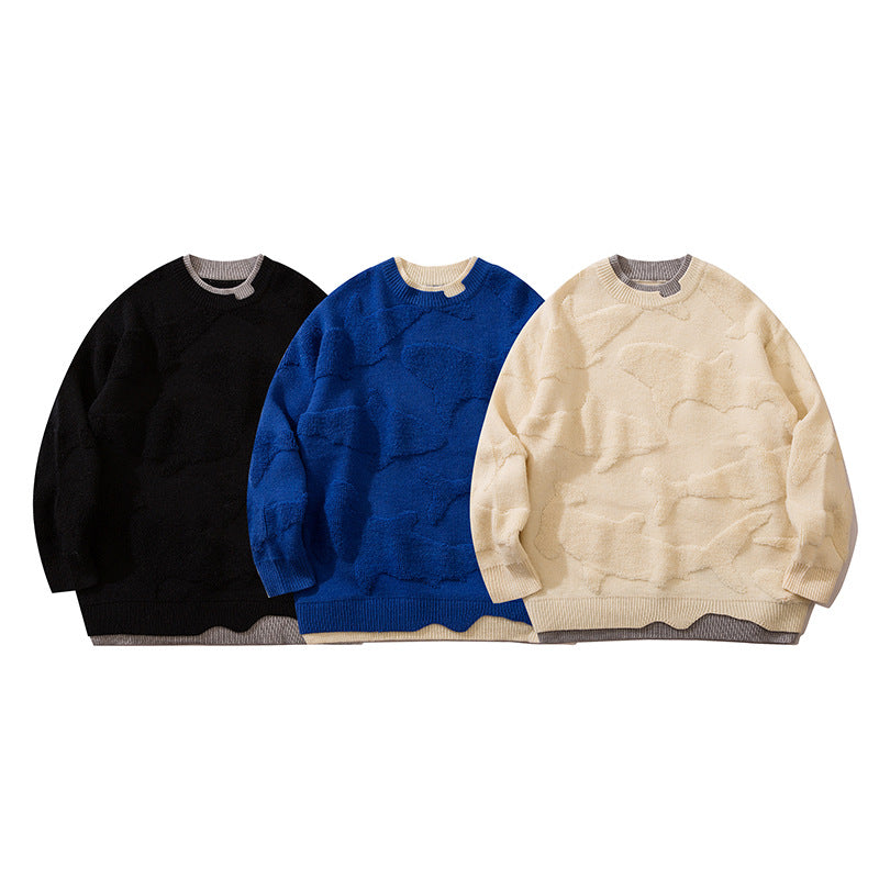 Men And Women With Round Neck Knit Sweater