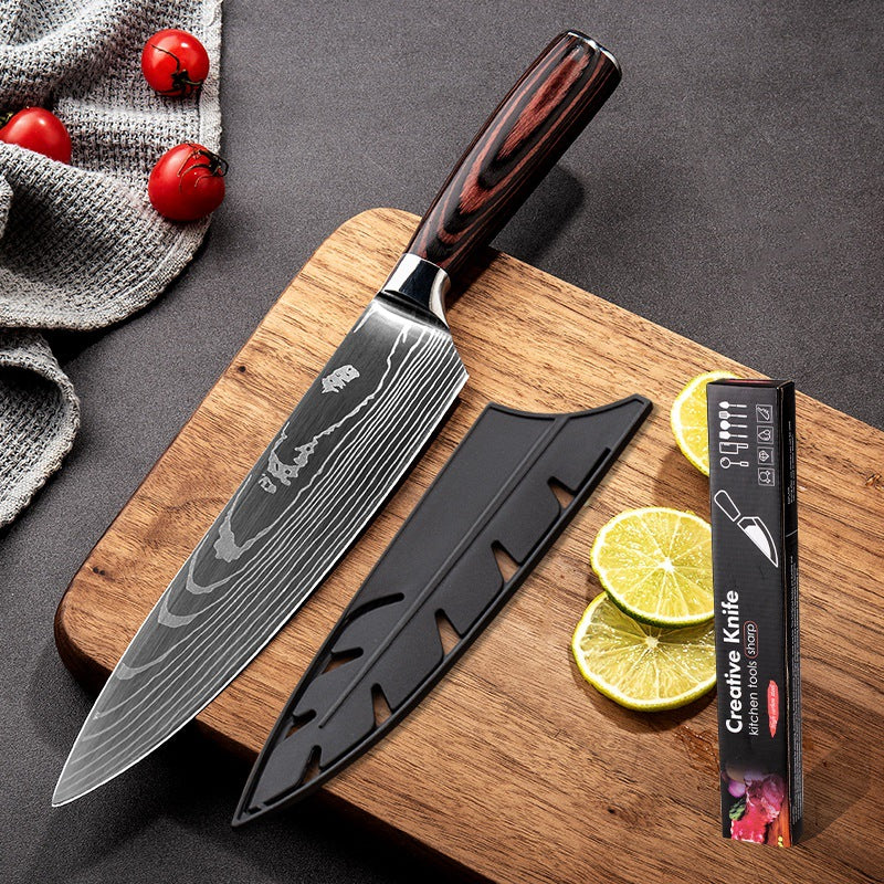Stainless Steel Chef Damascus Grain Kitchen Knife