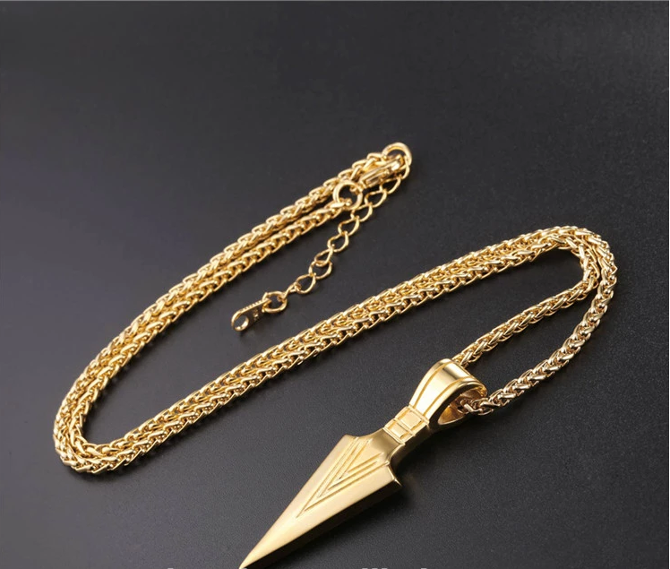 men stainless steel spear necklace with chain