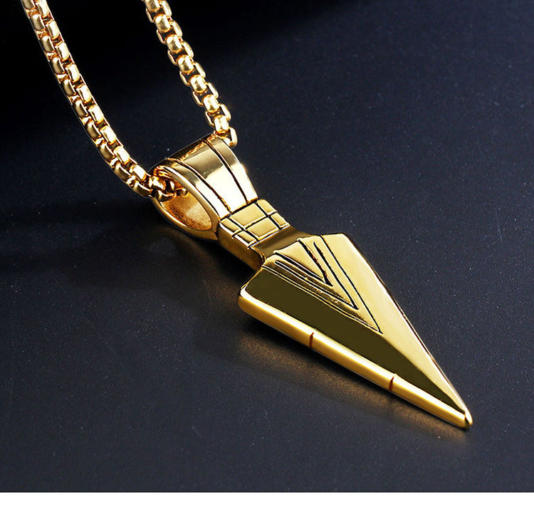 men stainless steel spear necklace with chain