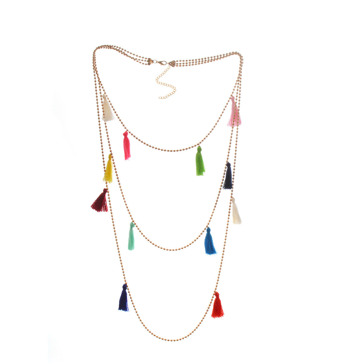 Colorful Tassel Chain Multilayer Pendant Necklace