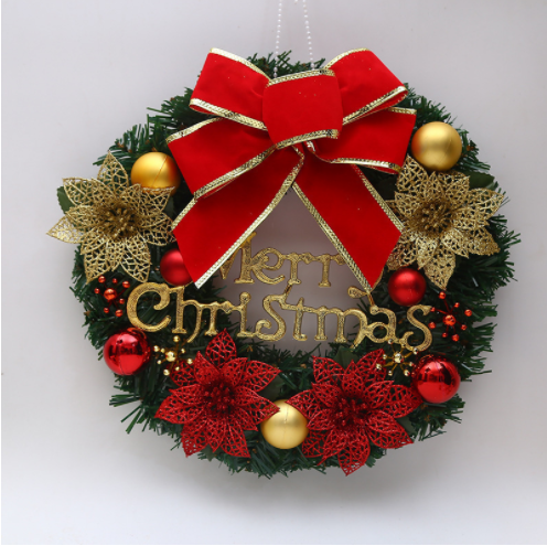 Christmas Decoration Double Bell Rattan Wreath Hanging