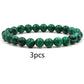 Classic Black Matte Green Malachite Bracelets Suitable Women Men Elastic Strand Jewelry