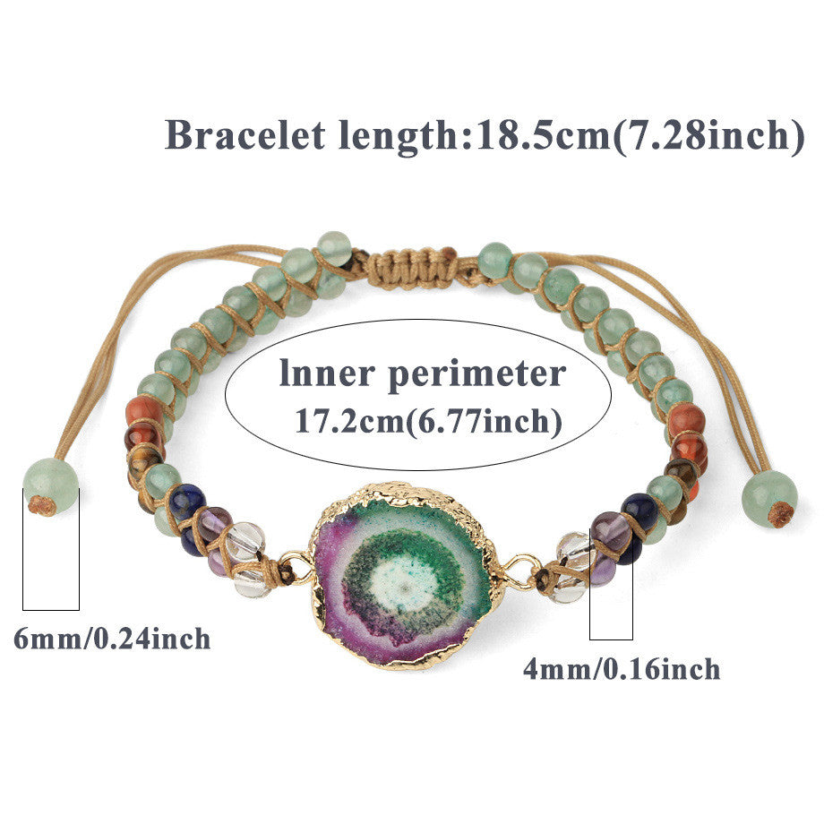 Agate Natural Crystal Beaded Braided Yoga Bracelet For Women