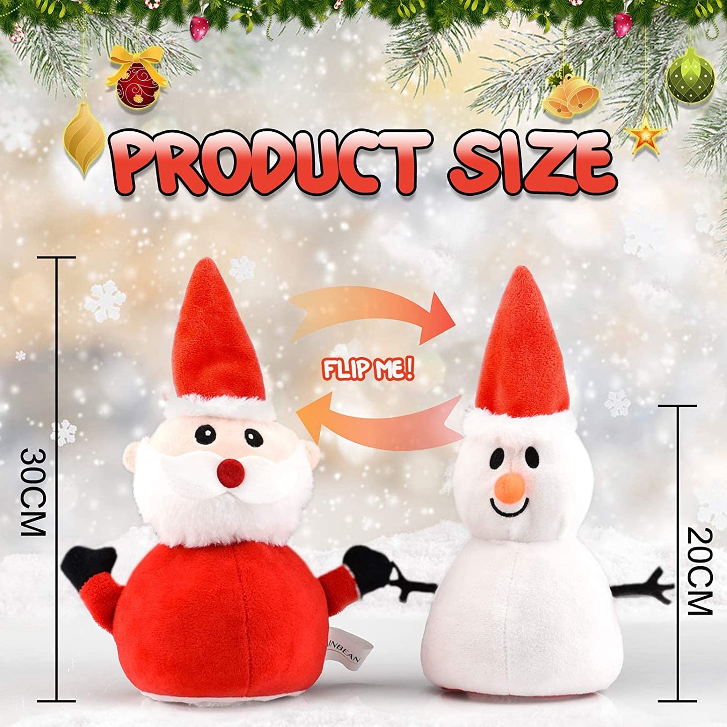 Santa Plush Snowman Plush Toy Reversible Christmas Santa Claus