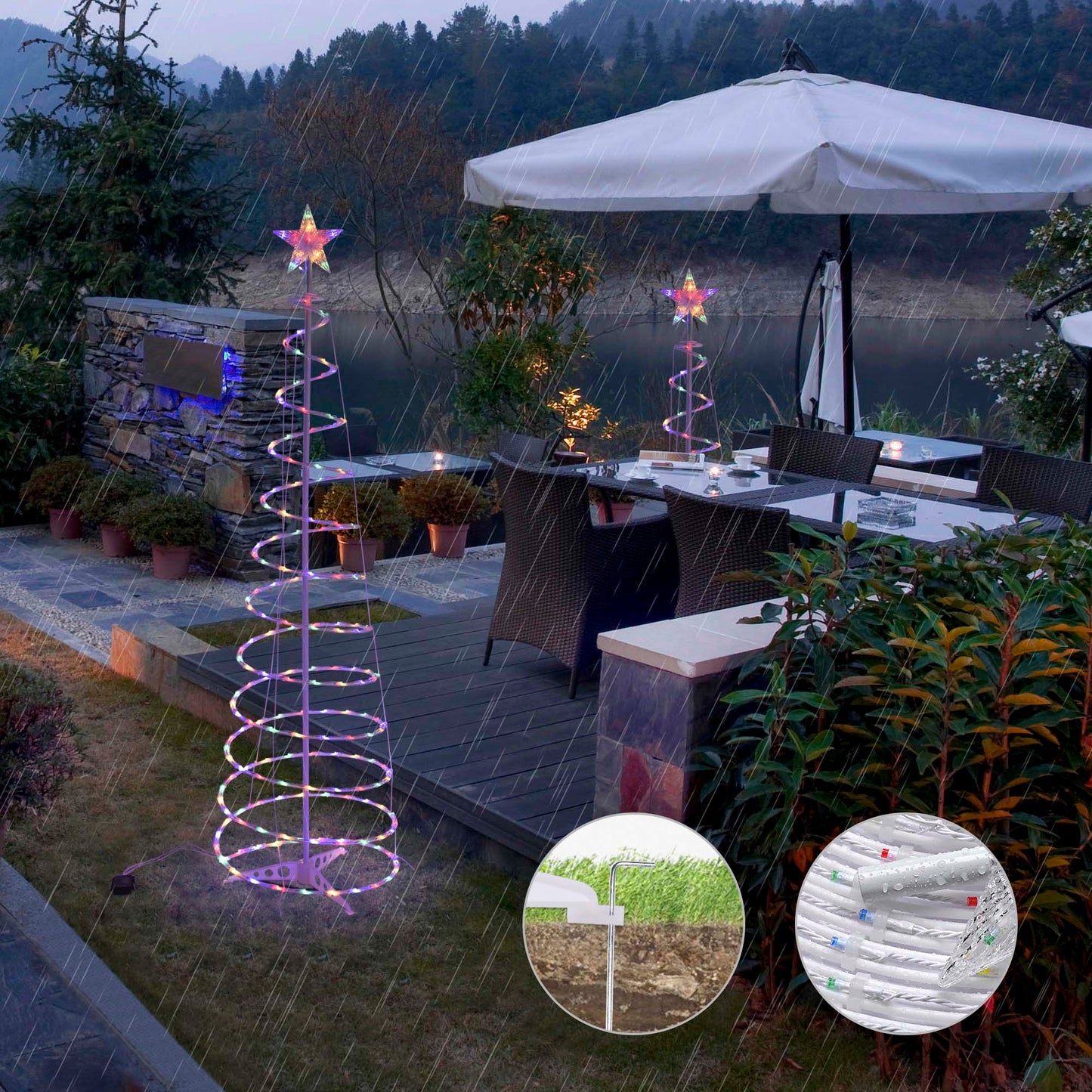 LED Spiral Christmas Tree Light Outdoor Decoration