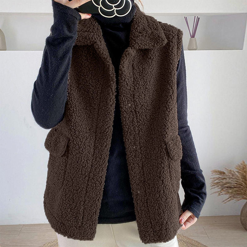 Women's Lamb Plush All-match Slim Waistcoat Vest Jacket