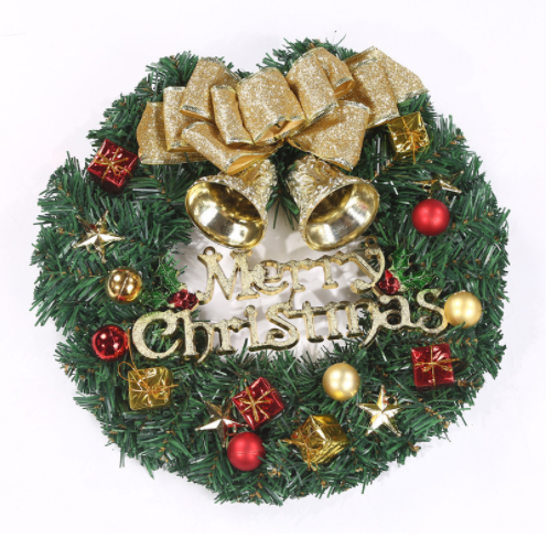 Christmas Decoration Double Bell Rattan Wreath Hanging