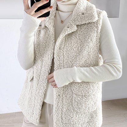 Women's Lamb Plush All-match Slim Waistcoat Vest Jacket