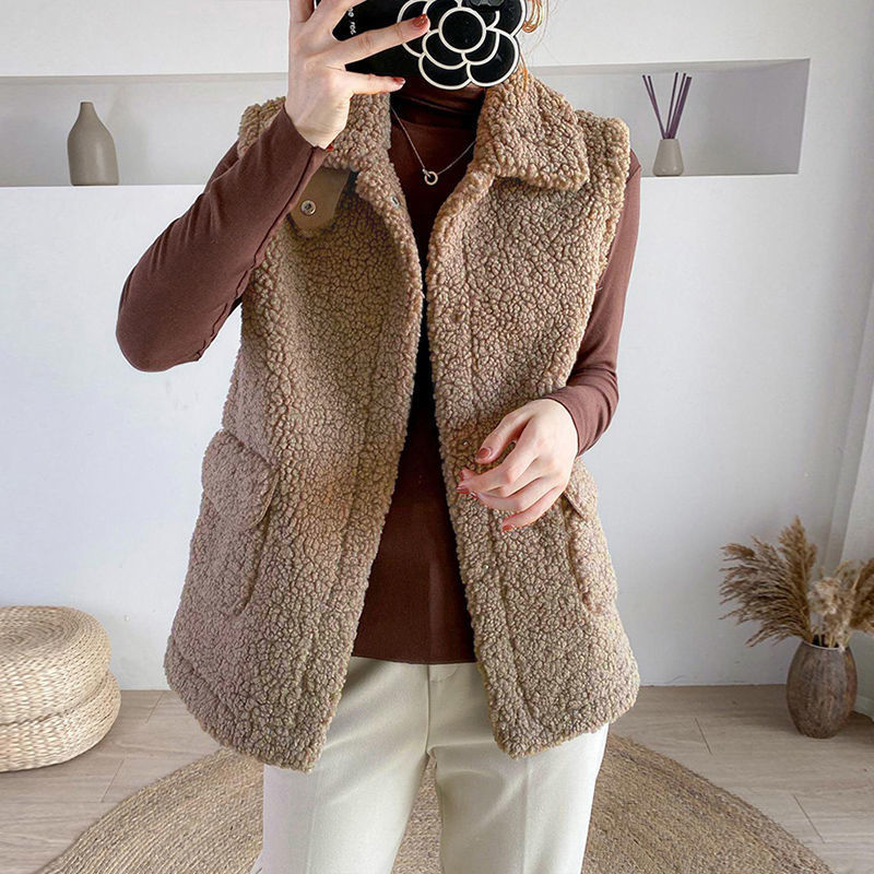 Women's Lamb Plush All-match Slim Waistcoat Vest Jacket