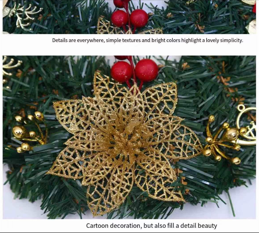 Christmas Decoration Double Bell Rattan Wreath Hanging